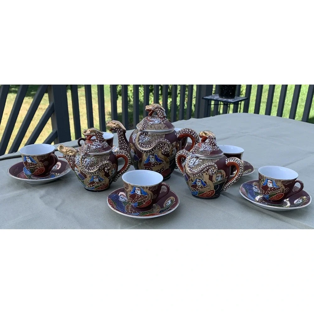 VTG JB Betson Dragonware 15 PC Tea Set Moriage Teapot Cups Saucers